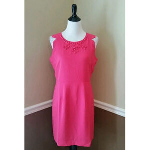 Fuchsia Pink Beaded Neckline Sleeveless Sheath ModCloth Dress by Esley Barbie